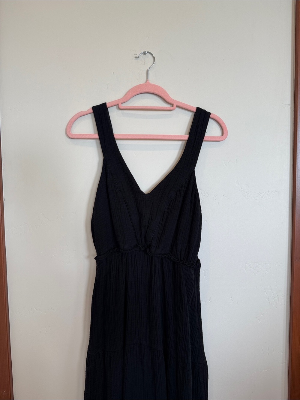 Steve Madden Tiered 100% Cotton Midi Dress in Black Size Large - Picture 3 of 7